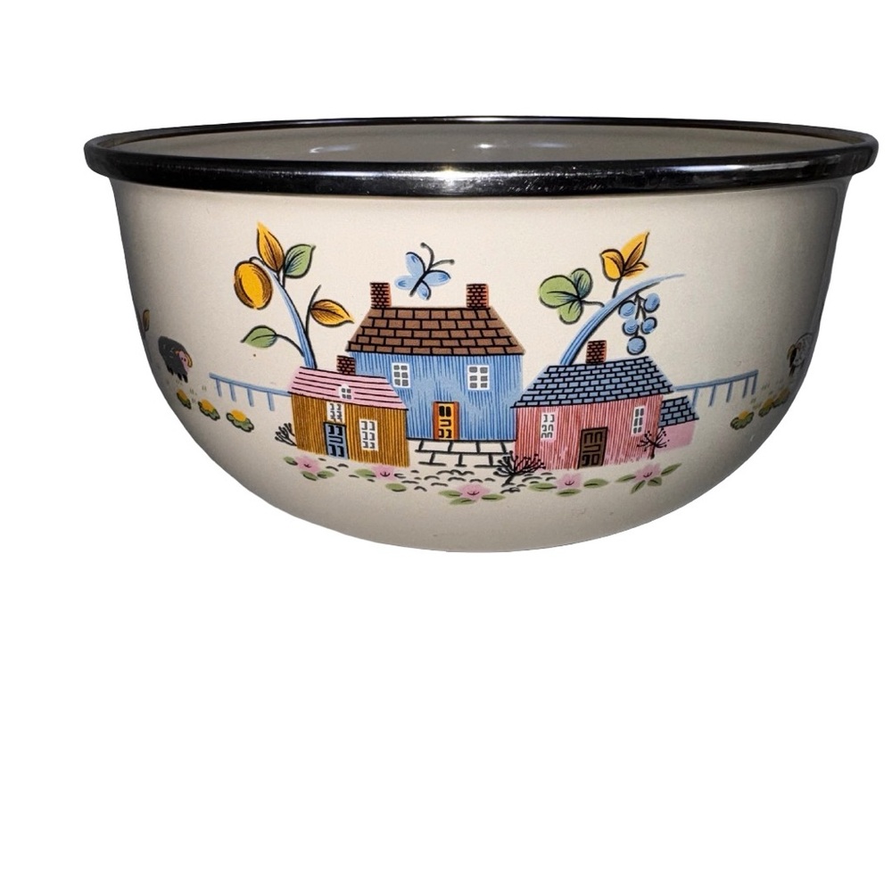 Vintage Heartland International 7” Enamel Mixing Bowl 1980’s Farm Cottage EUC